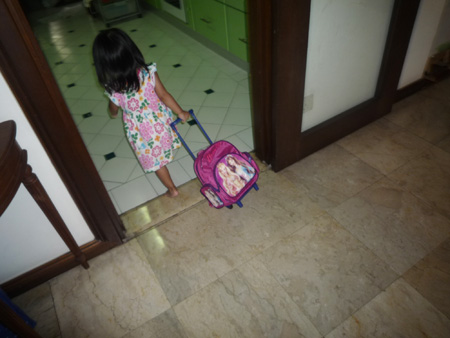 Kid running away